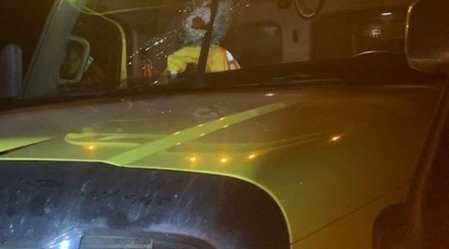 Rocks thrown from overpass damage passing vehicles