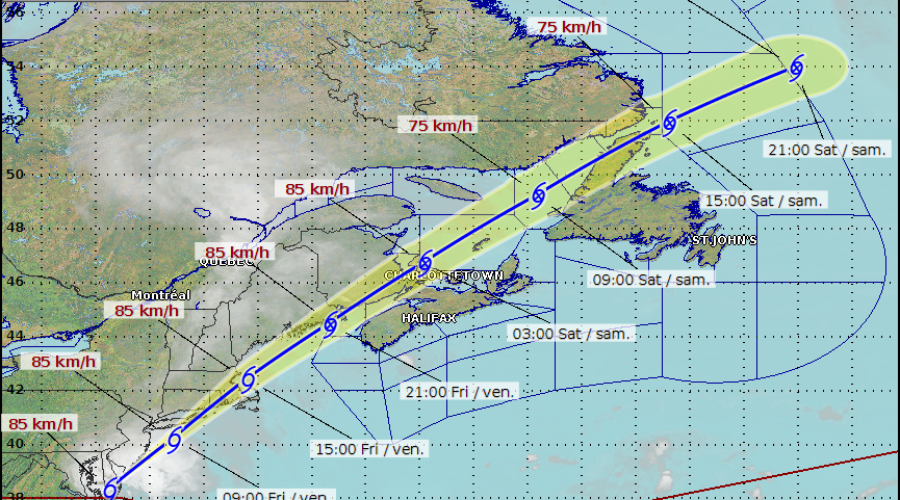 Rain pushes into the Maritimes ahead of Elsa