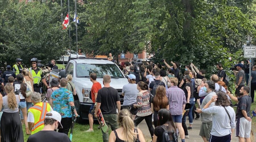Chaos in downtown Halifax as protesters clash with police over crisis shelters