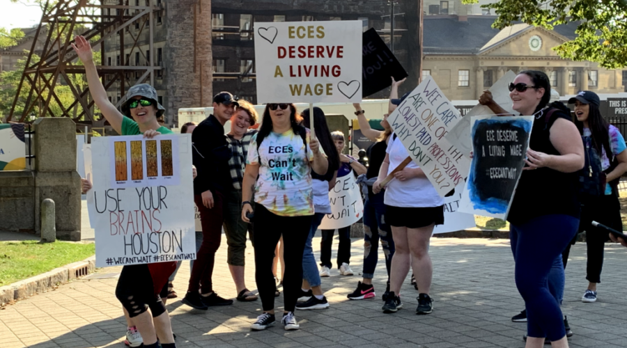 Childcare workers rally for fair wages, government clarity