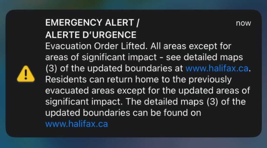 Evacuations zones lifted in Tantallon