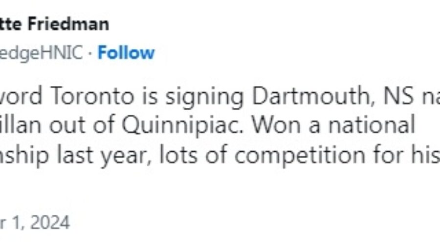 Dartmouth Native Signed By Toronto Maple Leafs
