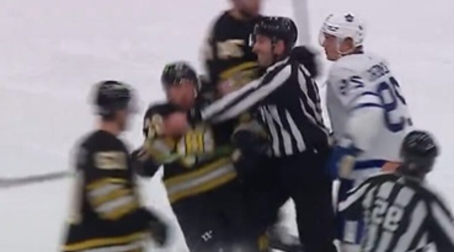 Linesman Takes Out Brad Marchand