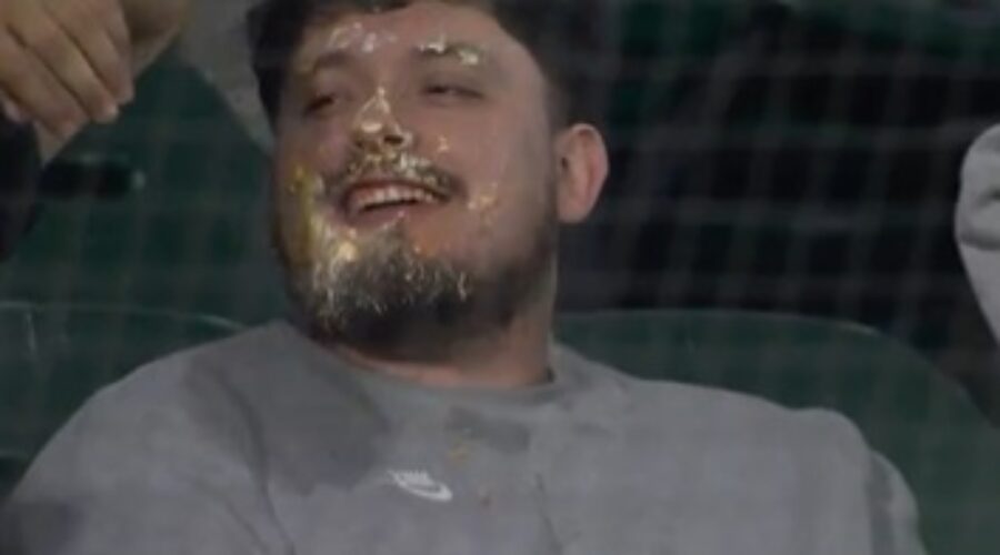 What Is This Guy Eating? Is He Doing his Own Pie Eating Contest?