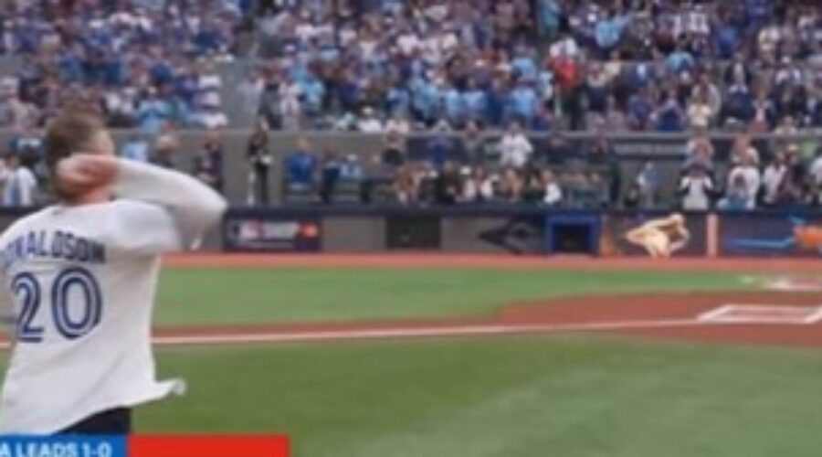 Bringer Of Rain Throws Out 1st Pitch At G2 Of ALCS In Toronto