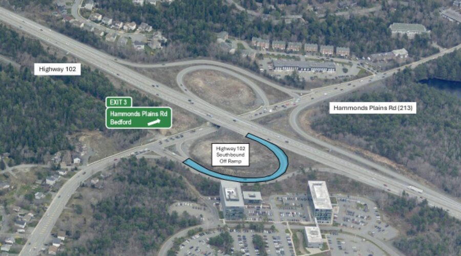New turning lane coming to Highway 102 off-ramp to Hammonds Plains Road