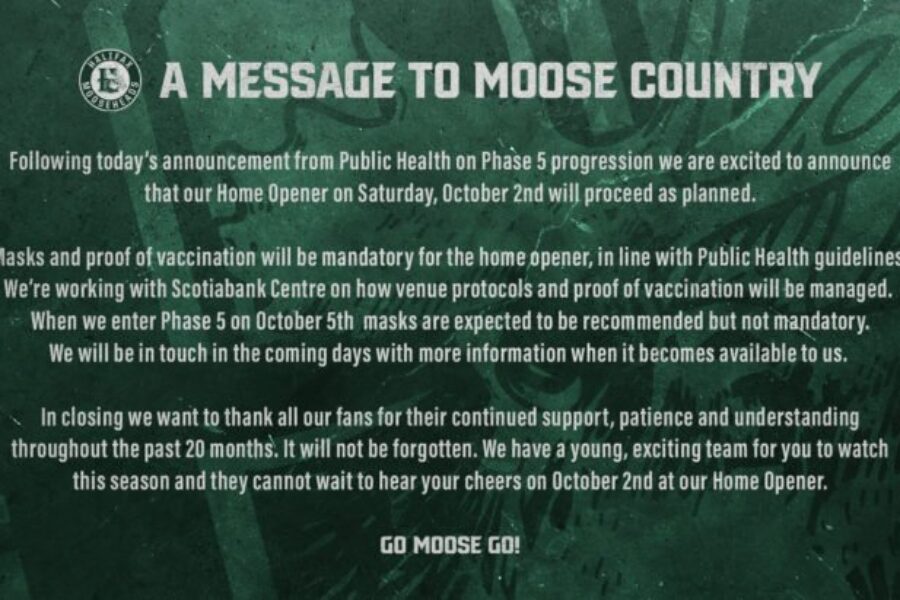 The Mooseheads Home Opener Will Go Ahead