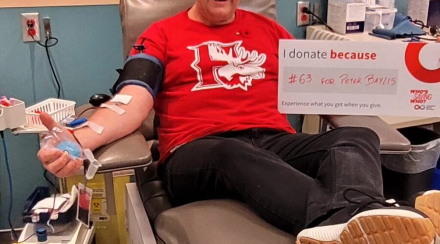 Ian’s O Negative Blood Donation # 63 for # 63 Peter Baylis